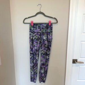 Lululemon Vivid Vision Multi Black Fast & Free 7/8 Tight II *Nulux 25" Size 4